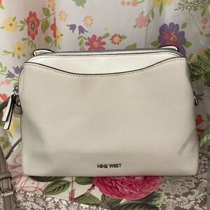 Nine West Cream And Tan Faux Leather Shoulder Bag